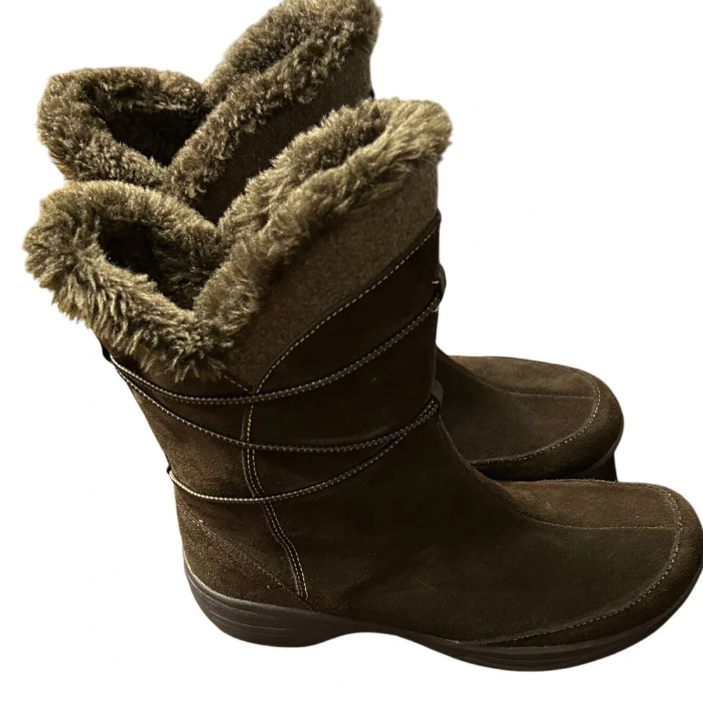 Croft & Barrow Brown Suede Faux Fur Winter Boots Holly Womens Sz‎ 9.5 Medium